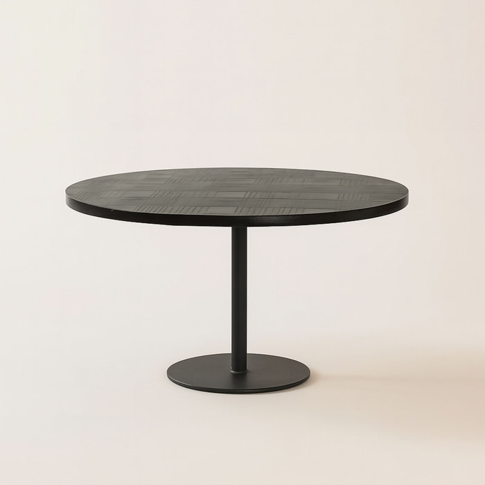 Table basse ronde en bois de manguier noir UBU