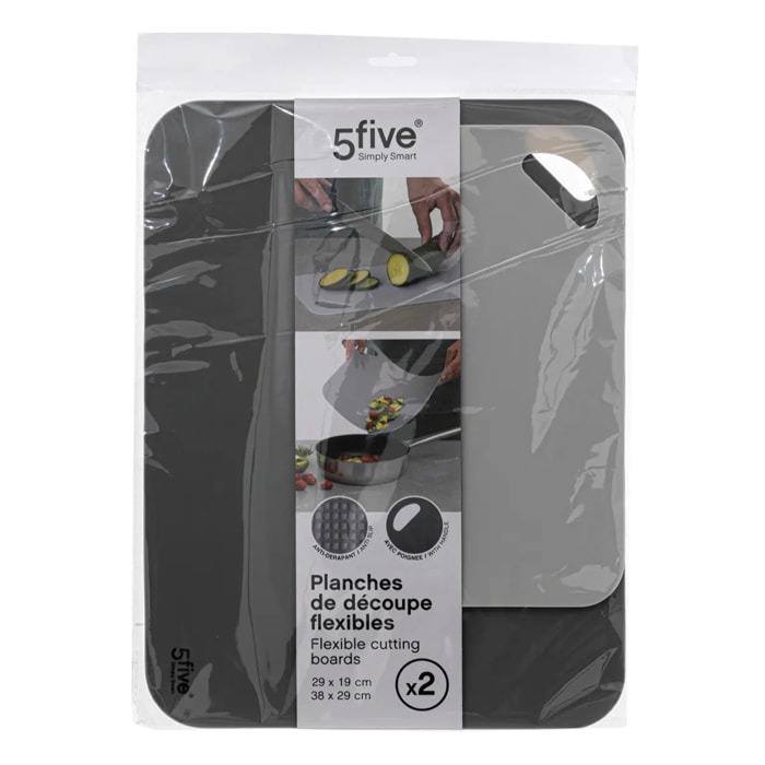 Lot de 2 planches à découper flexibles gris
