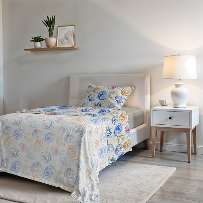 COMPLETO LETTO FASHION MADE IN ITALY MICROFIBRA-SPIRALS PIAZZA E MEZZA