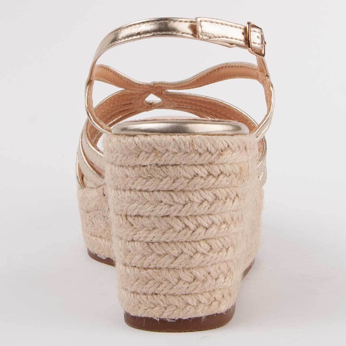 Sandalia De Cuña - Dorado - Altura: 8 Cm