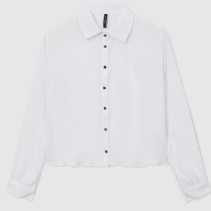 Camicia plissettata bottoni oro