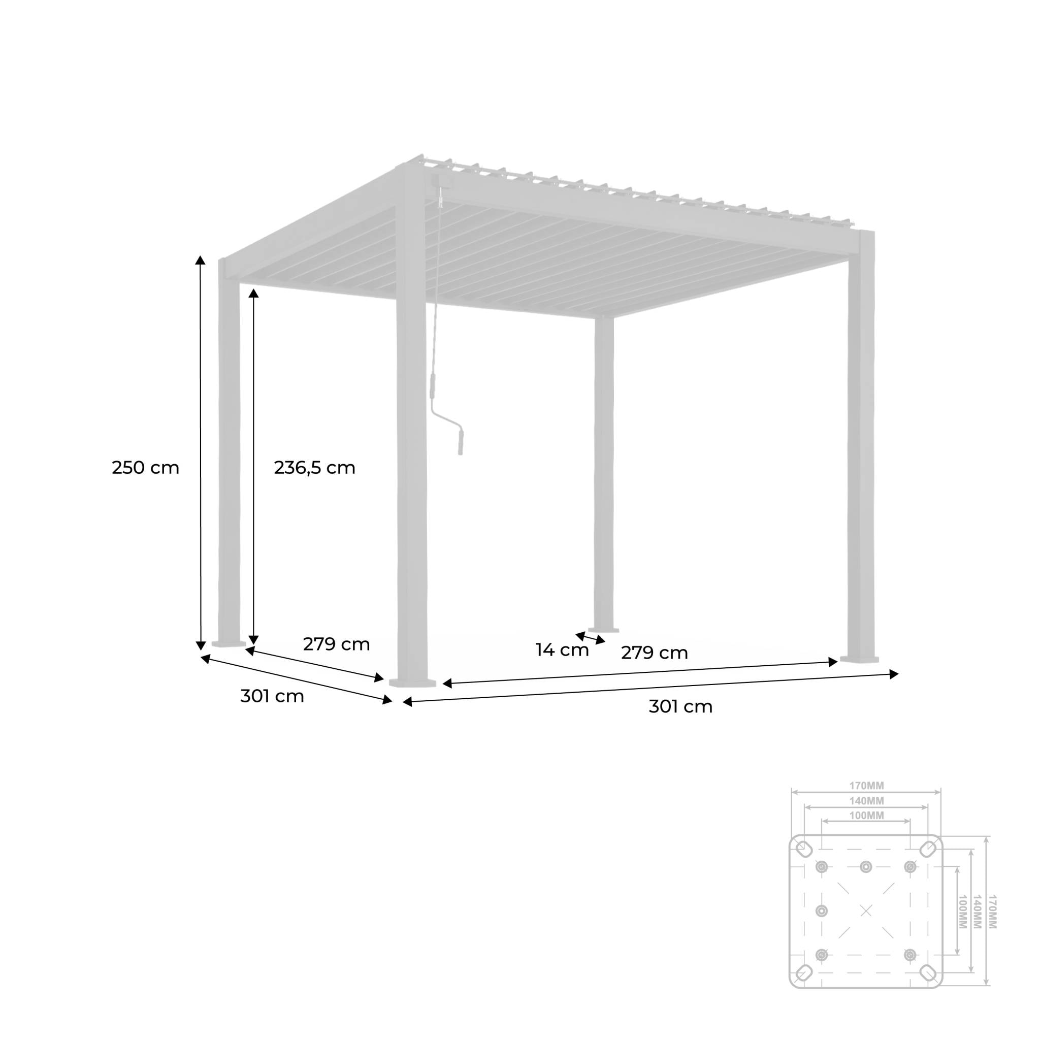 Pergola bioclimatique aluminium blanc Triomphe 3x3 m lames orientables
