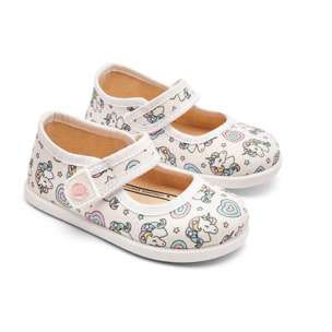 Pepitos de Bebés de Lona Estampado Unicornio Mary Janes