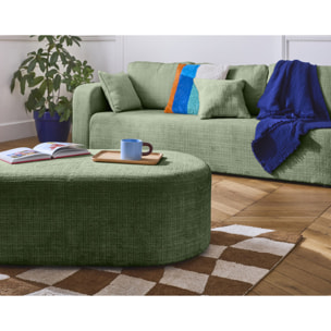 Miro - canapé droit 3 places - convertible avec coffre - en velours texturé - Vert sauge