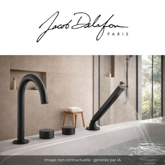 Mitigeur baignoire mécanique sur gorge Grands Boulevards noir mat + pommeau de douche 2 jets + corps encastré