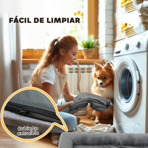 Cama para Perros Medianos, Cama para Gatos, Colchón para Perros con Base Antideslizante, Funda Extraíble y Lavable, 91,5x68,5x16,5 cm, Gris