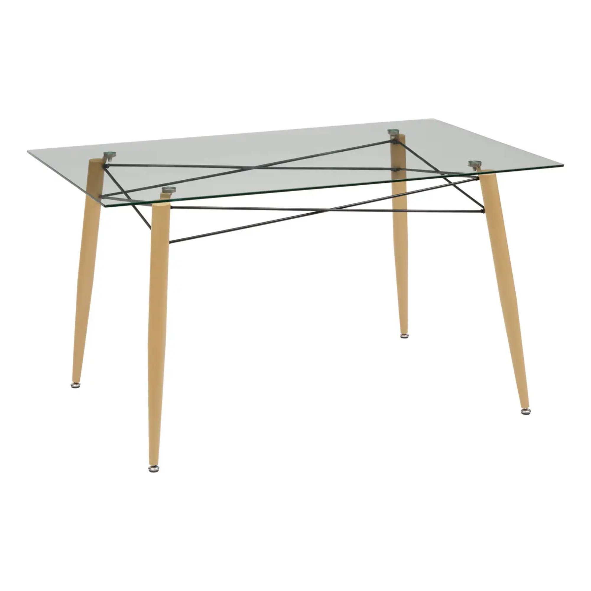 Table à manger en verre trempé 6 places Jindo 140x80x77cm
