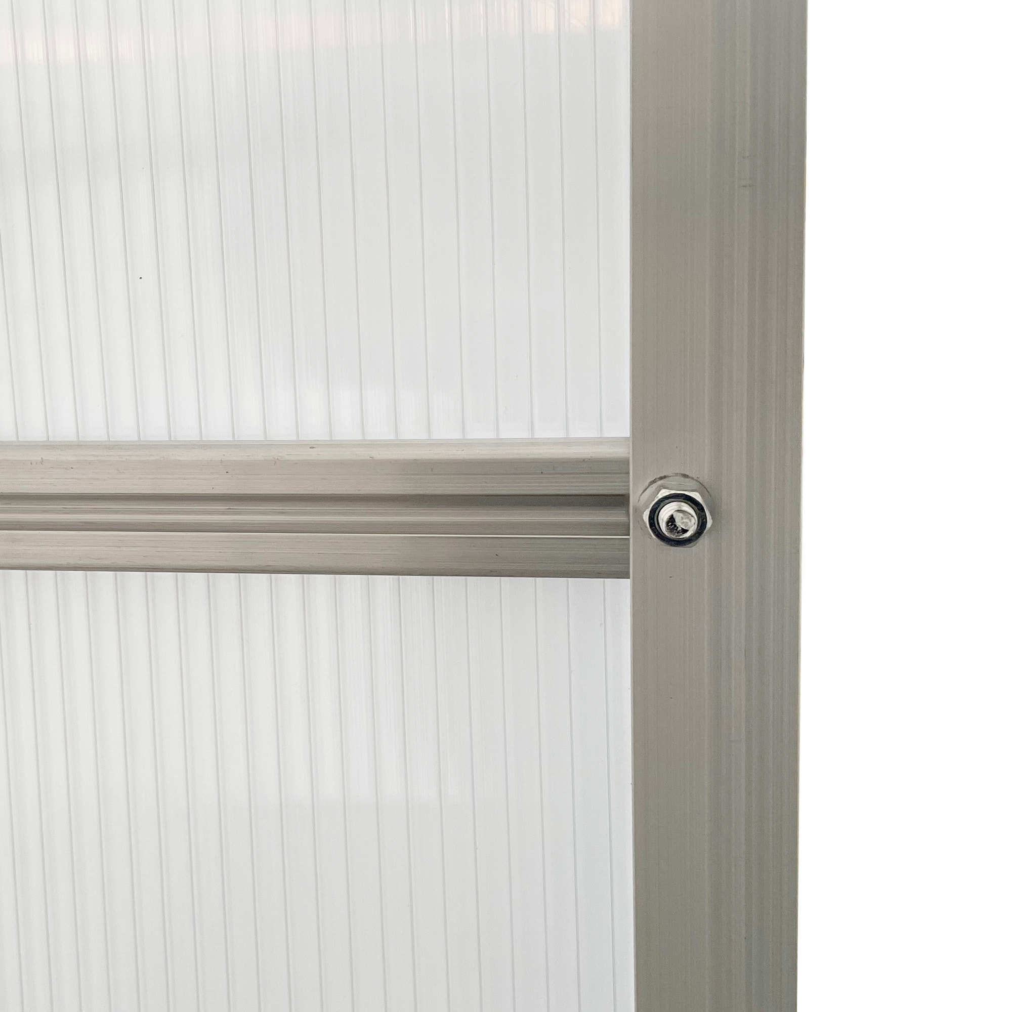 Serre de jardin aluminium polycarbonate 4,8 m² dim. 2,53L x 1,9l x 2H m lucarne réglable fondation porte coulissante