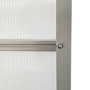 Serre de jardin aluminium polycarbonate 4,8 m² dim. 2,53L x 1,9l x 2H m lucarne réglable fondation porte coulissante
