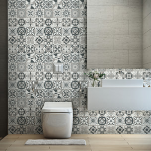 Stickers muraux - Sticker Mural Carrelage adhésif Cuisine Salle de Bain - 60 STICKERS CARREAUX DE CIMENT AZULEJOS ROZIA