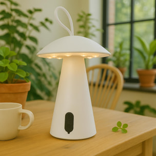 Well Home Lampara sobremesa recargable blanca Ø15x17cm