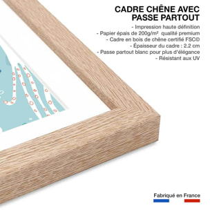 Affiche enfant happy ocean Affiche + cadre en bois - Chêne
