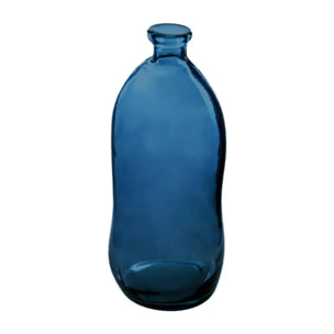 Vase "Uly" en verre recyclé bleu orage H35cm