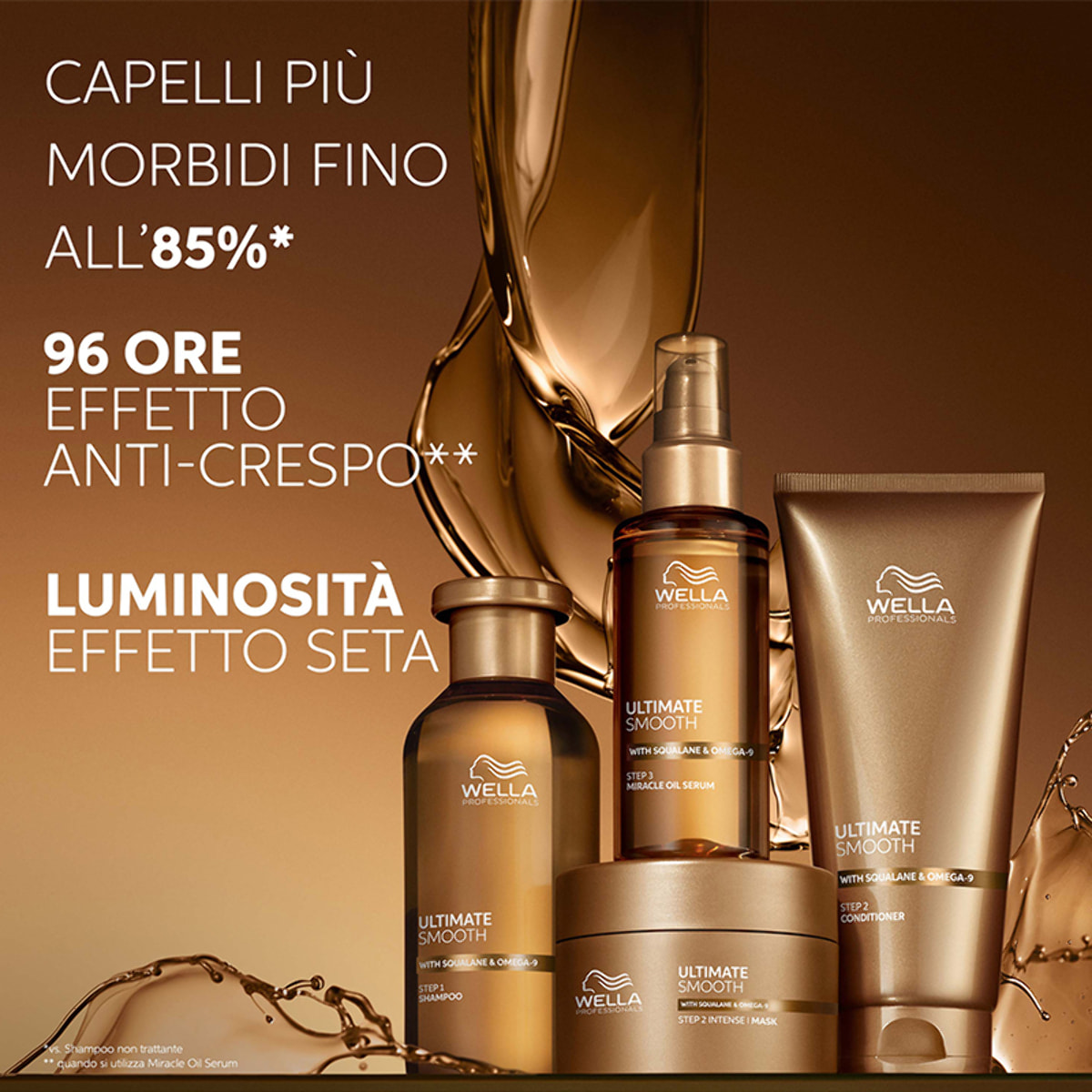 WELLA Kit Ultimate Smooth Step 1 Shampoo 250ml + Step 2 Intense Mask 150 + Step 2 Conditioner 200ml + Step 3 Serum Oil 30ml
