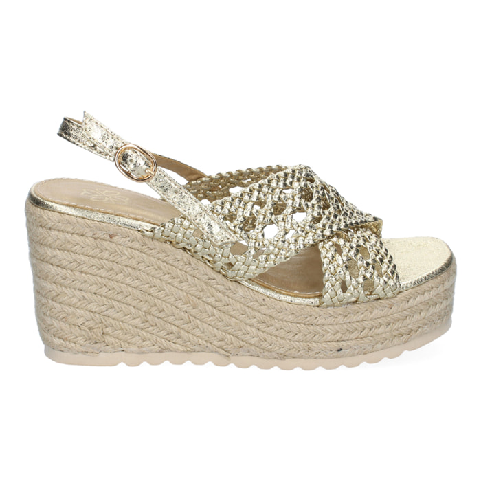 Sandalia de Cuña de Yute para Mujer, Comodas y Elegantes, Diseño Trenzado en la Pala