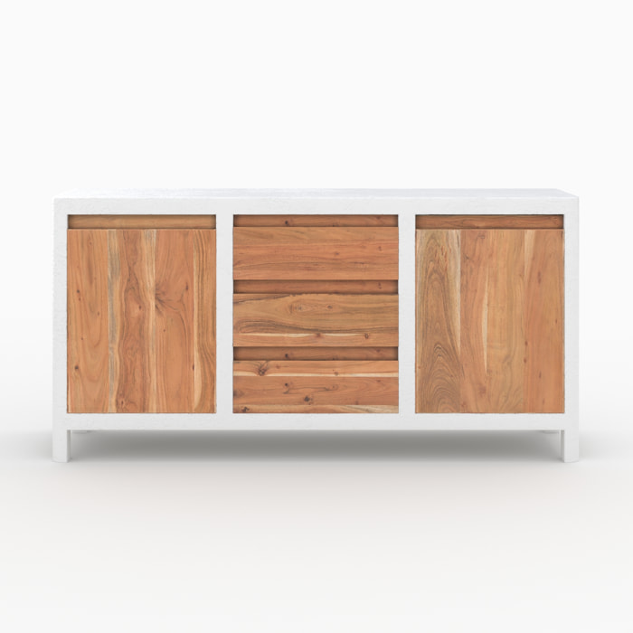 Buffet en béton blanc cassé et bois d'acacia - Tierra
