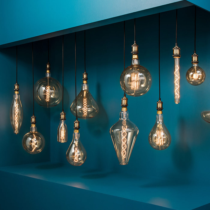 Ampoule LED "Poire" ambrée - filament torsadé E27