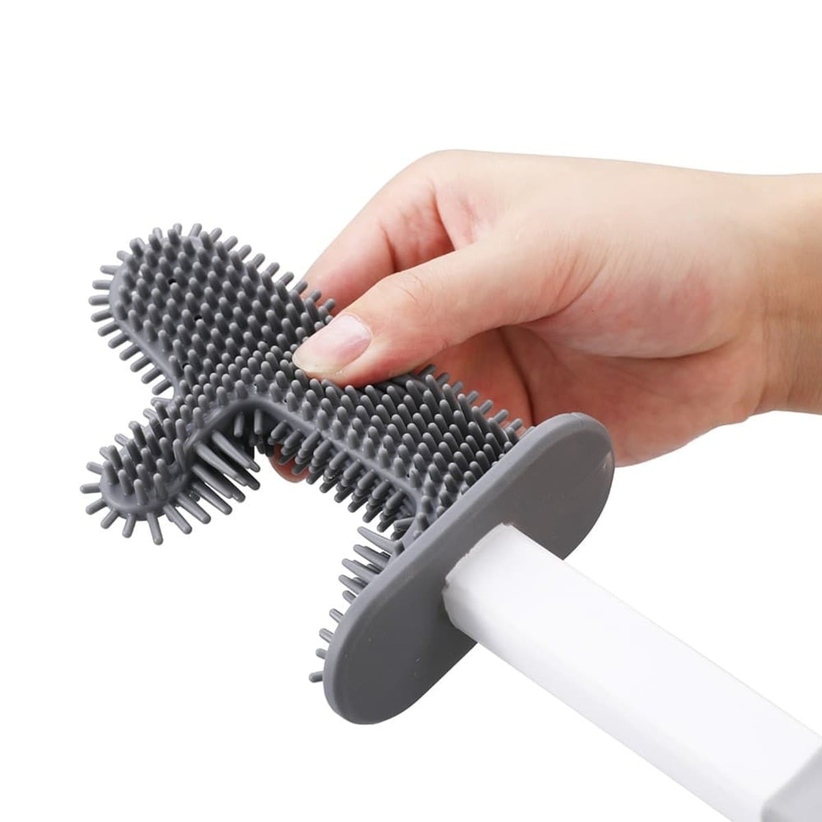 Brosse WC légère adhésive, murale ou à poser, sans perçage, plastique, blanc mat (SATDSTETKA3M)