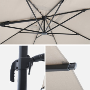 Parasol déporté rectangulaire 3x4m + housse et dalles à lester 98x98cm OMBREA