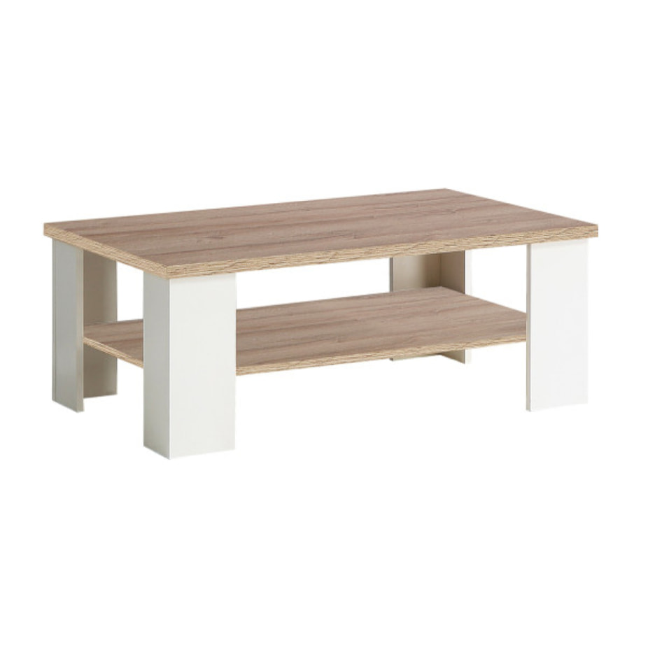 Table basse bois et blanc mat rectangulaire L107cm - ENORA