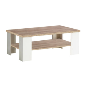 Table basse bois et blanc mat rectangulaire L107cm - ENORA