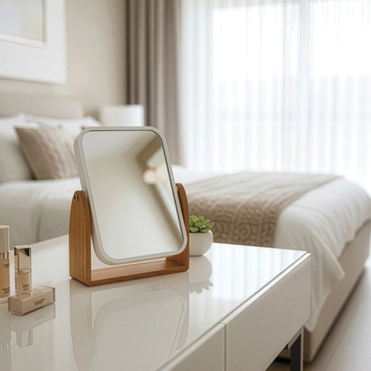 Miroir grossissant à  poser OSLO Bois & Blanc MSV