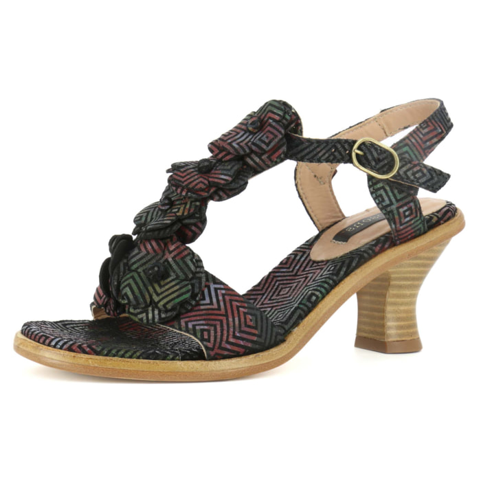 Sandalias con tacón S982 FANTASY GEO FLORAL BLACK / NEGREDA color Geo floral black