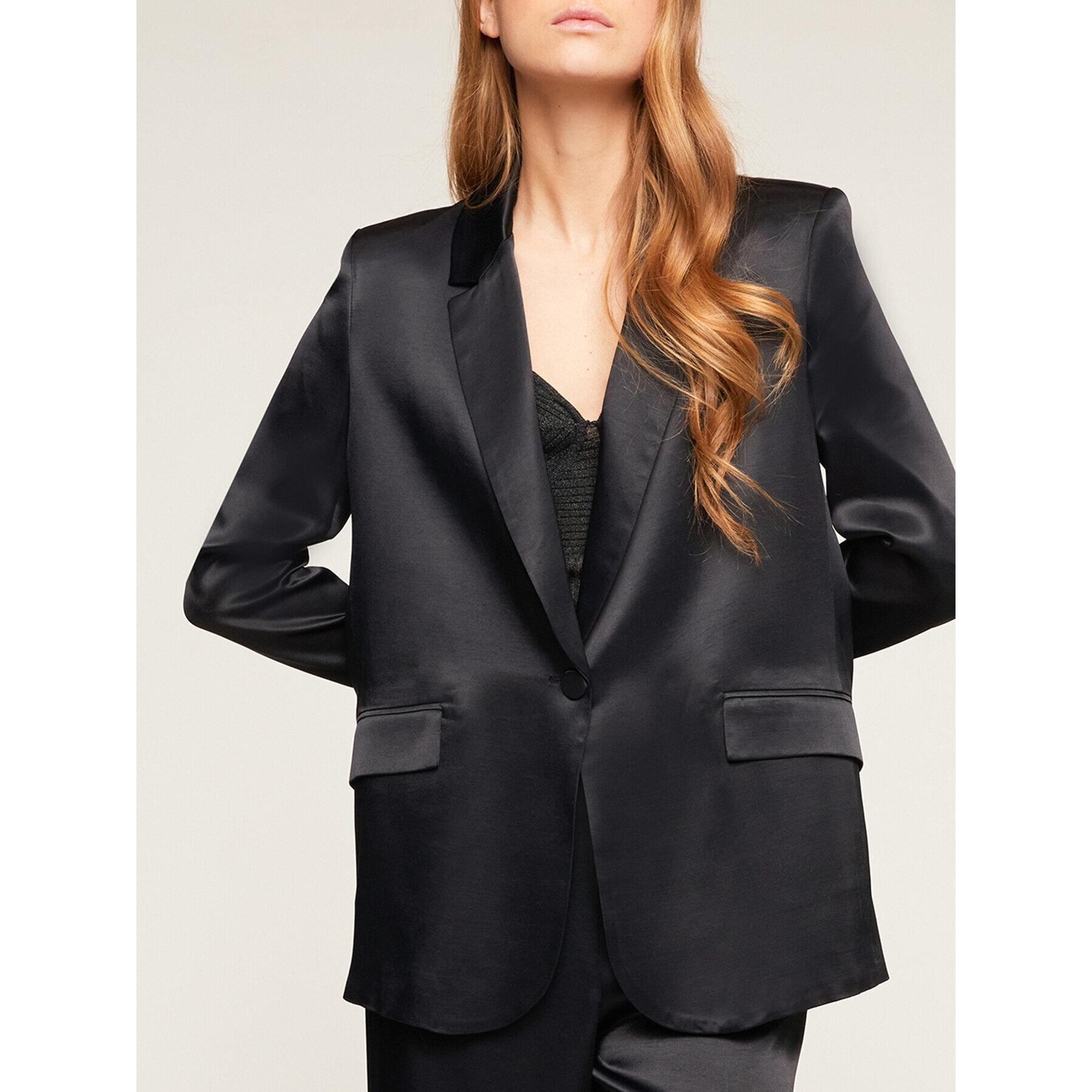 Motivi - Chaqueta blazer de raso - Negro