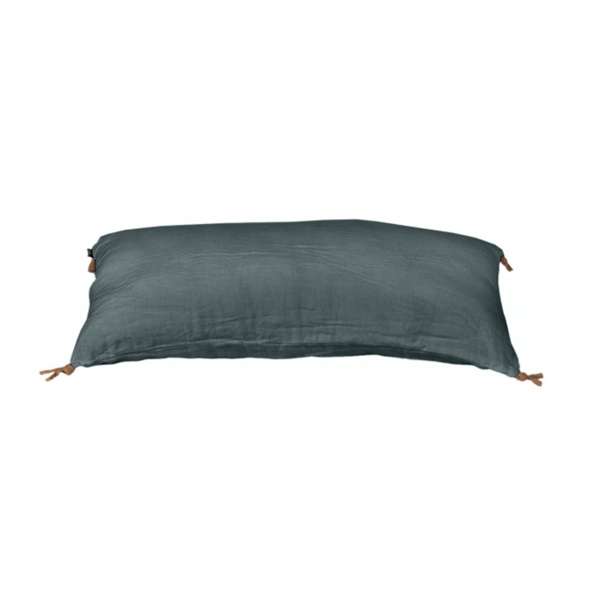 Coussin 55 x 110 cm en lin lavé avec 4 nouettes en jute - SOLINE