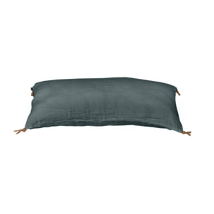 Coussin 55 x 110 cm en lin lavé avec 4 nouettes en jute - SOLINE