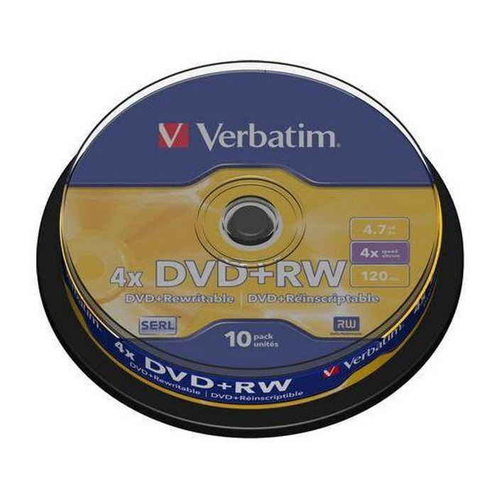 DVD vierge VERBATIM DVD+RW 4.7GB 10PK P10 Spindle 4x