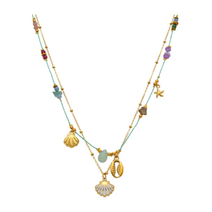 Collar con Cristal Multicolor acabado oro 18k