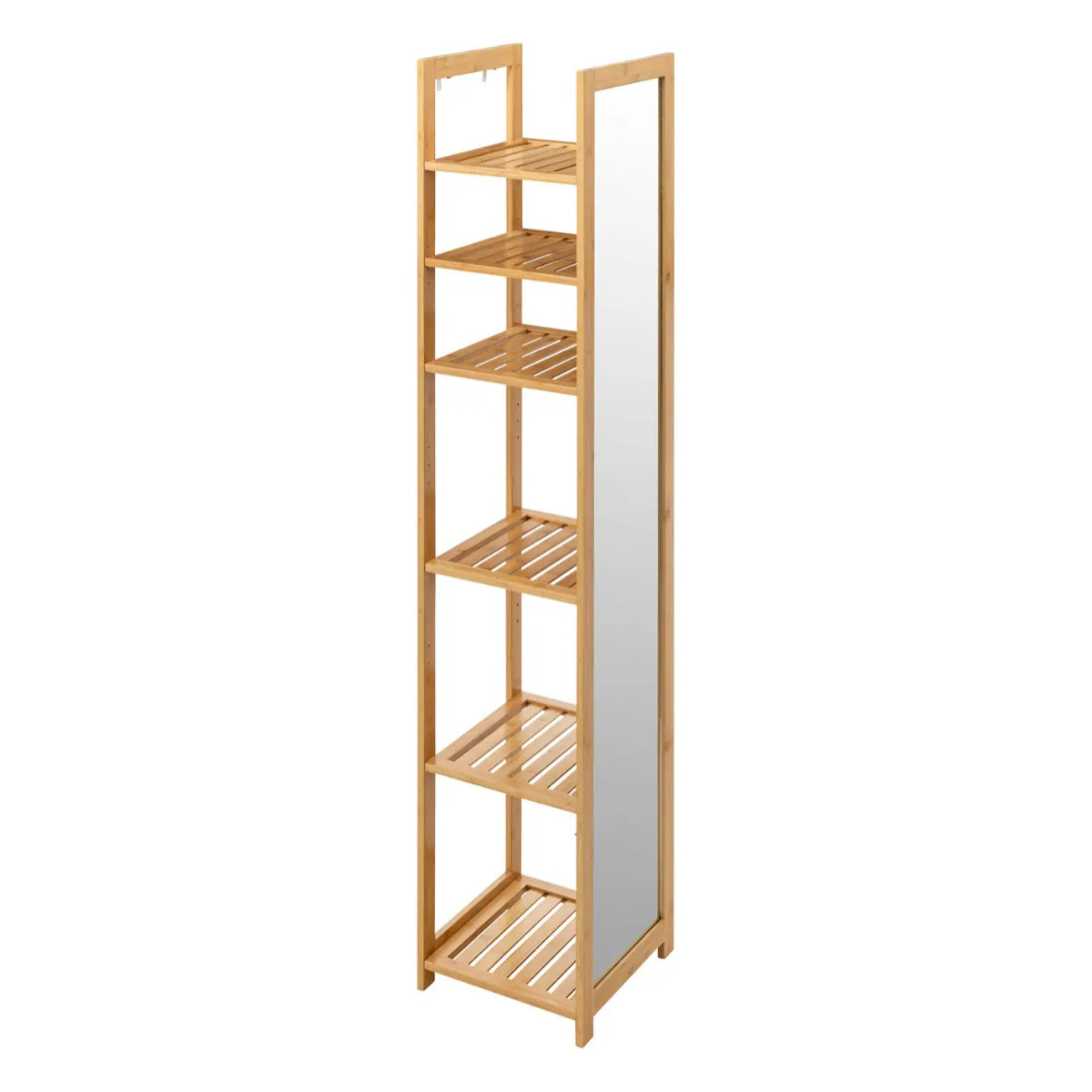 Étagère colonne 5 cases avec miroir Bambou Mix N' Modul