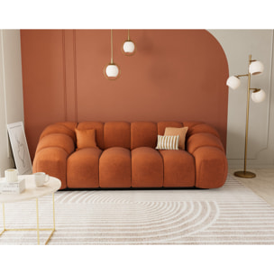 Ava - canapé 3 places bubble en velours texturé - Terracotta