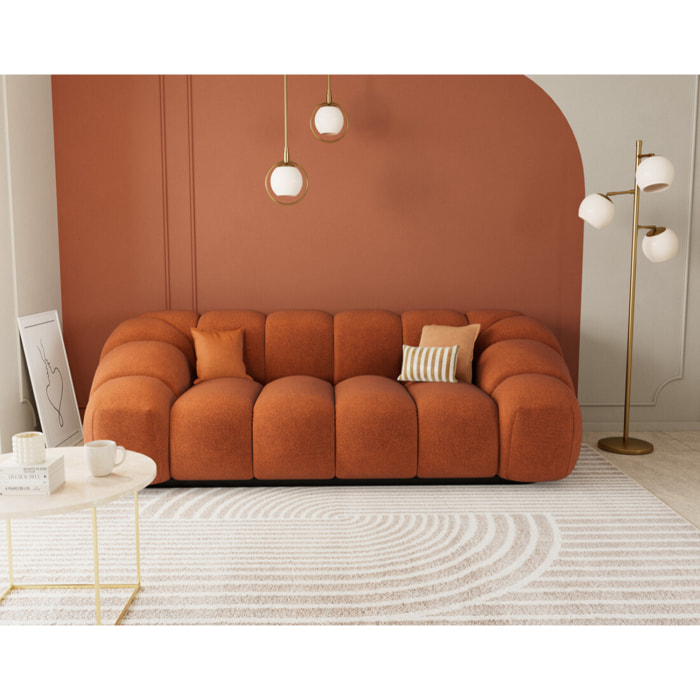 Ava - canapé 3 places bubble en velours texturé - Terracotta