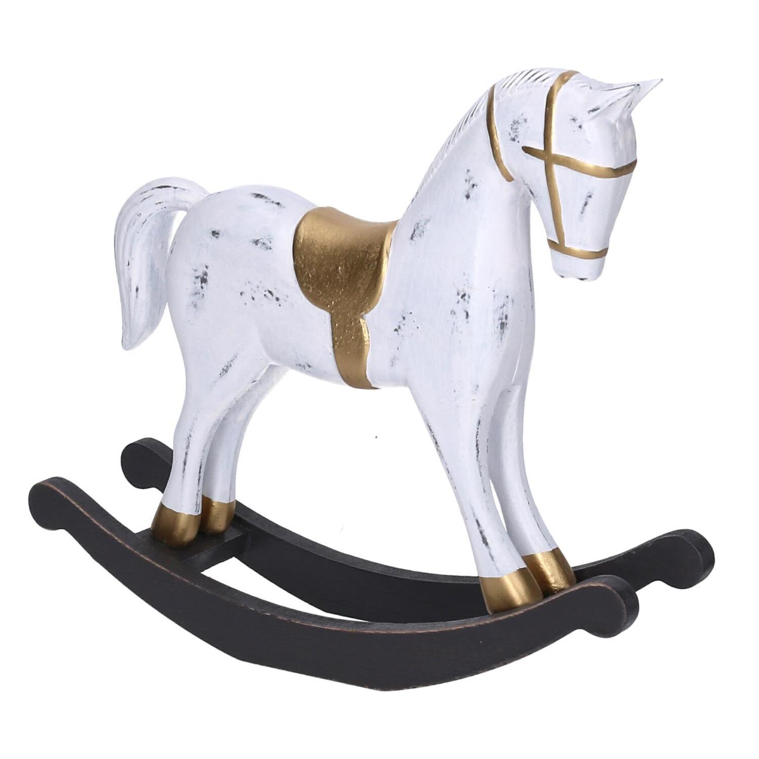 Cavallo a dondolo in legno bianco cm42x8h31