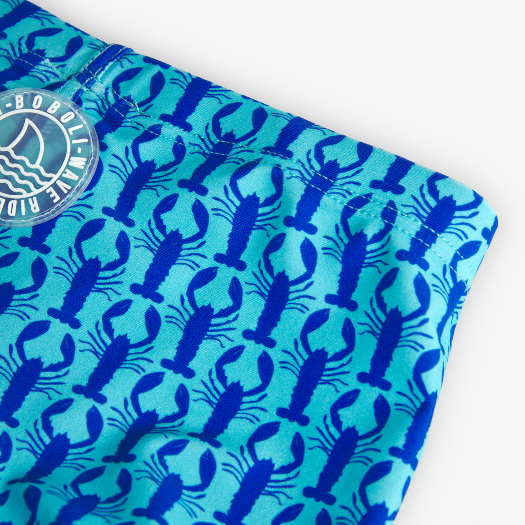 Bañador niño estampado, langostas, azul turquesa