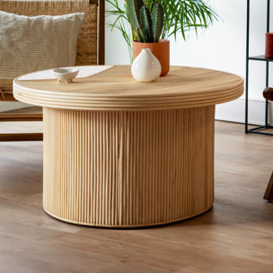 Table basse ronde D80 cm en rotin naturel - Hélène