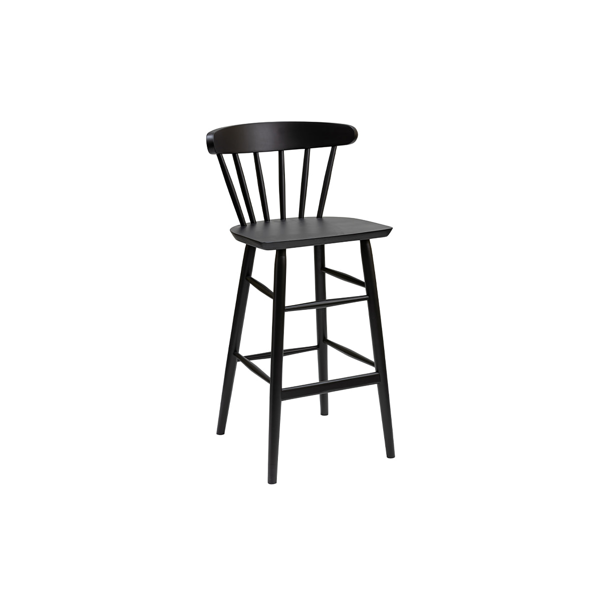 Tabouret de bar vintage à barreaux noir mat H65 cm DARIA