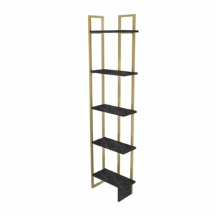 Libreria Dbradari, Scaffale da ufficio, Mobile portalibri, Biblioteca, 45x22h180 cm, Nero e Oro