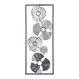 Déco murale "Fleur" métal argent 25x61cm