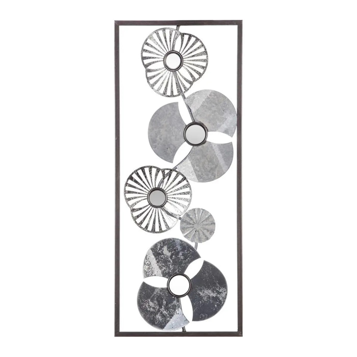 Déco murale "Fleur" métal argent 25x61cm