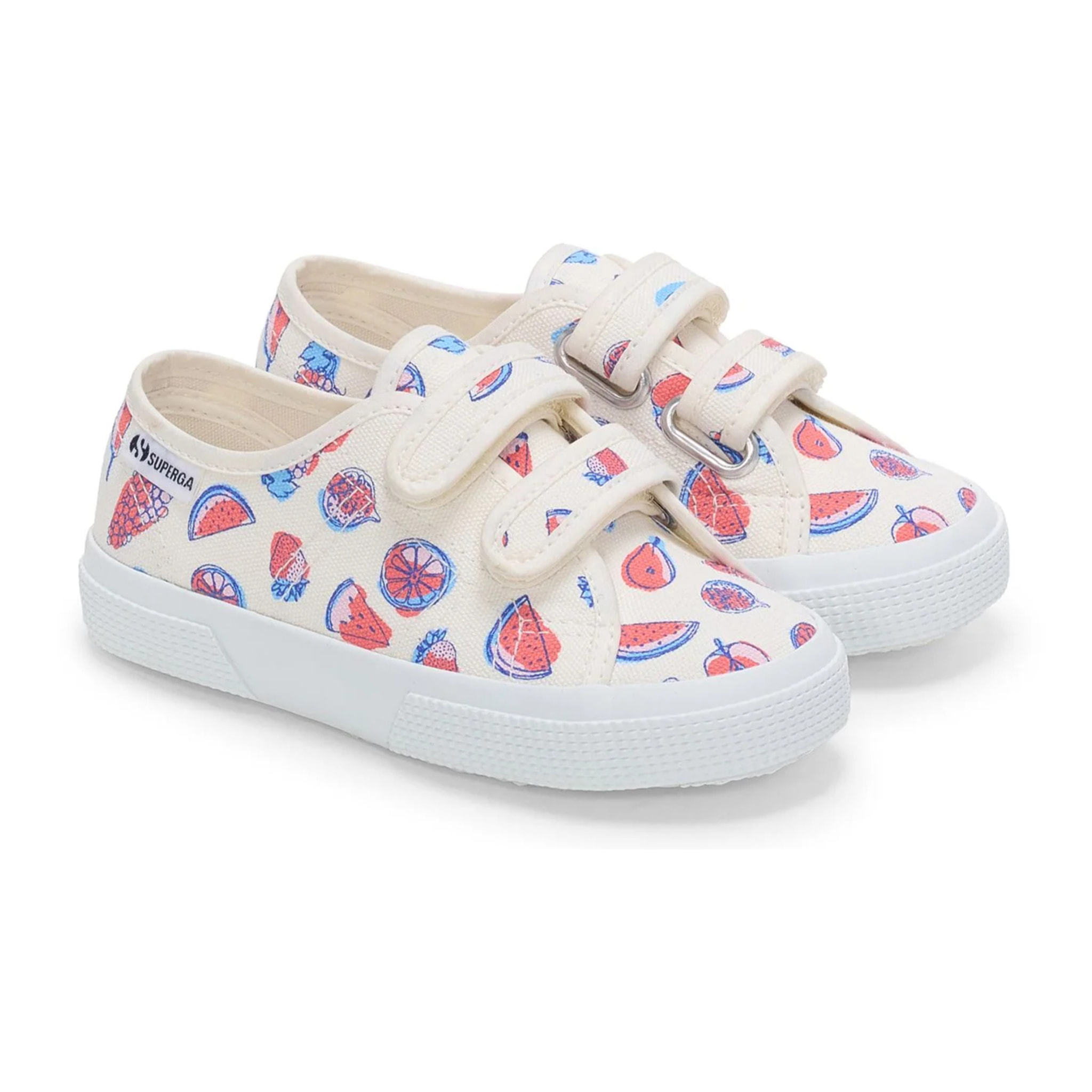 Le Superga Bambino/a Bianco 3750 Kids Straps Fruit Print Leggera