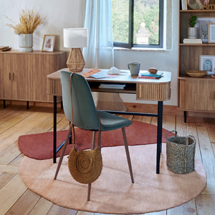 Chaise "Roka" - pieds imitation noyer - rose terracotta