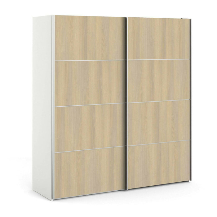 Guardaroba 2 ante Accadia, Mobile camera da letto, Cabina armadio portabiti, Armadio appendiabiti, 182x64 h202 cm, Quercia e Bianco