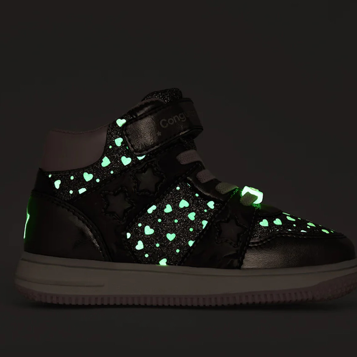 Zapatillas Altas De Luces De Niña Con Corazones