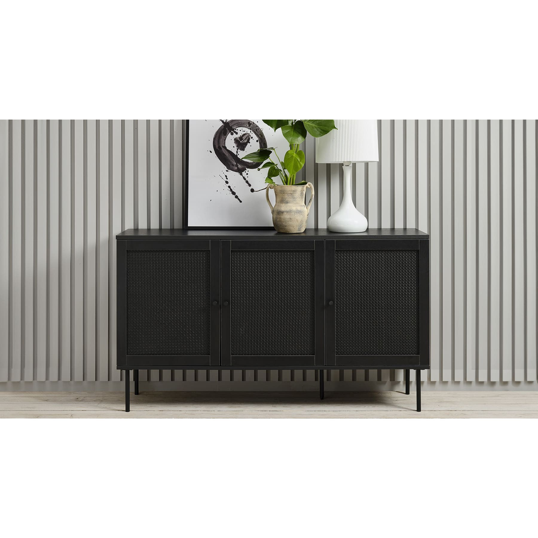 Buffet bois et cannage manarola 140x40cm