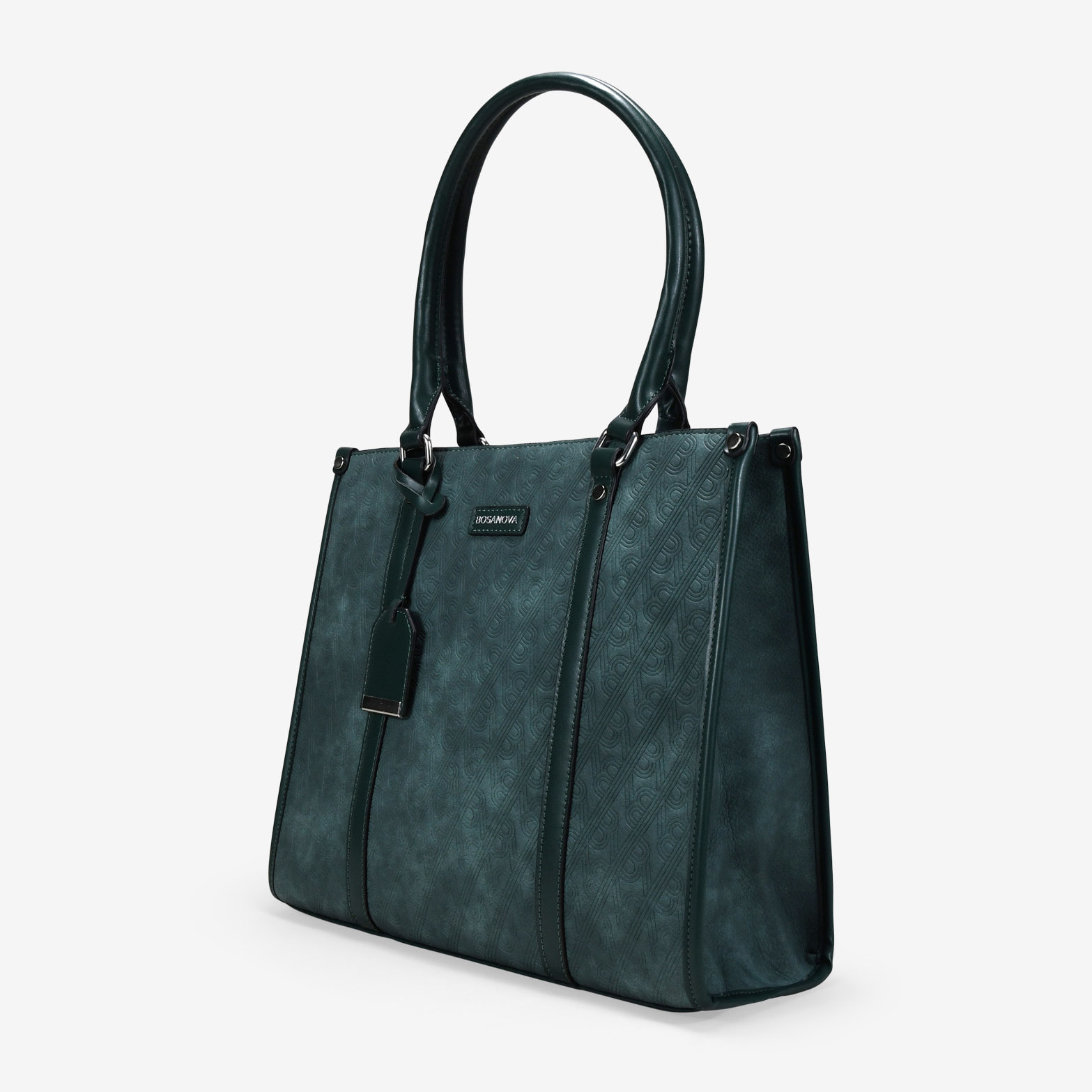 Bolso shopper verde con grabado de B