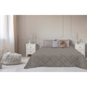 TRAPUNTA INVERNALE VELLUTO LETTO MATRIMONIALE "LE CANNETè"GRIGIO PERLA PRODOTTTO ITALIANO 350 GR/MQ