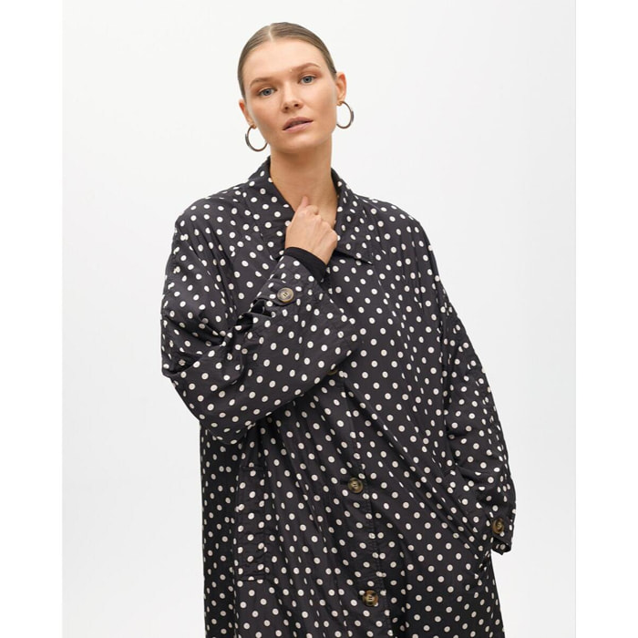 Parka leggero lungo a pois